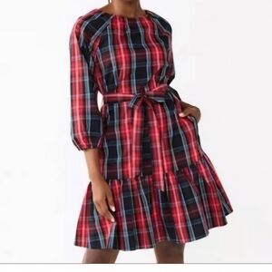 Draper James Red and Blue Plaid Midi Dress